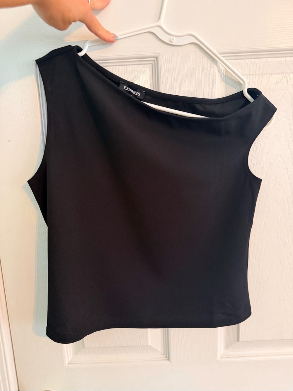 Express Black Sleeveless Boatneck Top